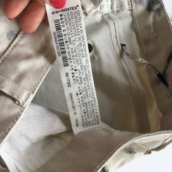 ZARA: MARBLE EFFECT PRINT WAXED PANTS SLIM JEANS - Picture 11 of 13